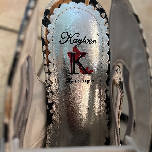 Kayleen Black & White snake print Victoria Heels w/ Silver Platform Y2K size 8.5 - Picture 14 of 15